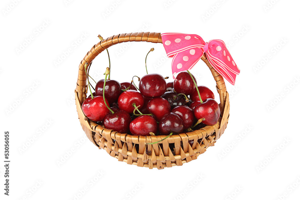 Kirschen im Körbchen Stock-Foto | Adobe Stock