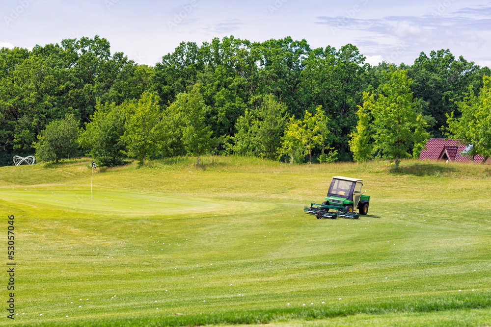 Perfect wavy ground with green grass on a golf field Perfect wavy ground with green grass on a golf field