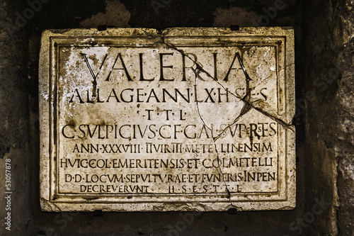 Ancient Roman tombstone plate
