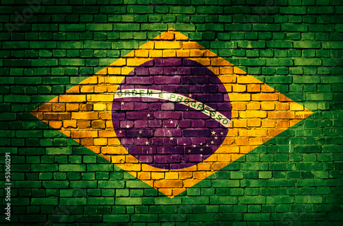 Brazil flag on brick wall #53060291