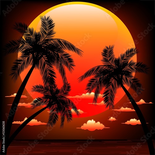 Fototapeta Naklejka Na Ścianę i Meble -  Sunset on Tropical Seascape-Tramonto Sul Mare dei Tropici