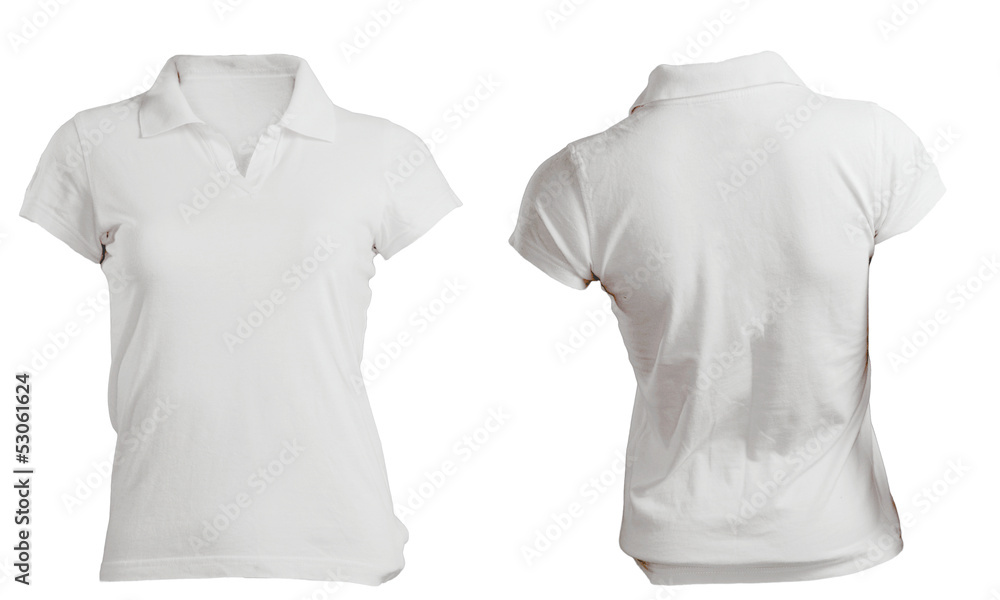 white women's polo shirt template, front and back Stock Illustration