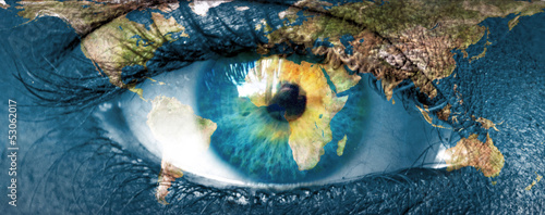 Planet earth and blue hman eye - "Elements of this image furnish