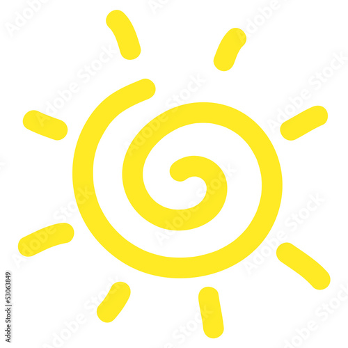 Hand drawn spiral sun cartoon