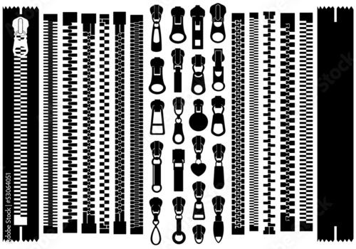 Set of different zippers photo