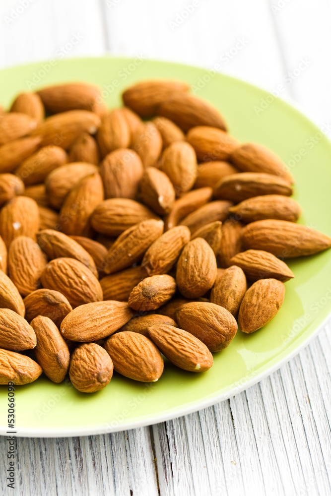 almonds on plate almonds on plate