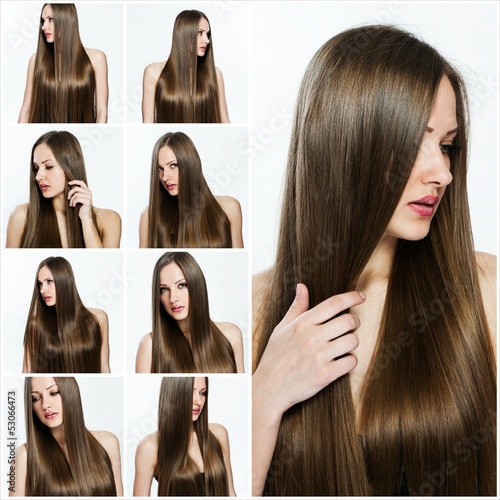 Wallpaper Mural fashion hairstyle collage , natural long shiny healthy hair Torontodigital.ca