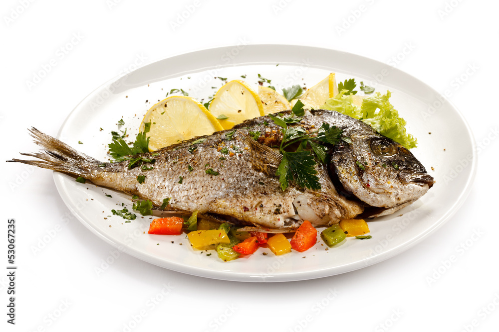 Fish dish - roasted fish and vegetables