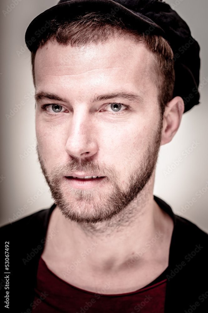 Fototapeta premium portrait closeup of hipster modern stylish blonde man