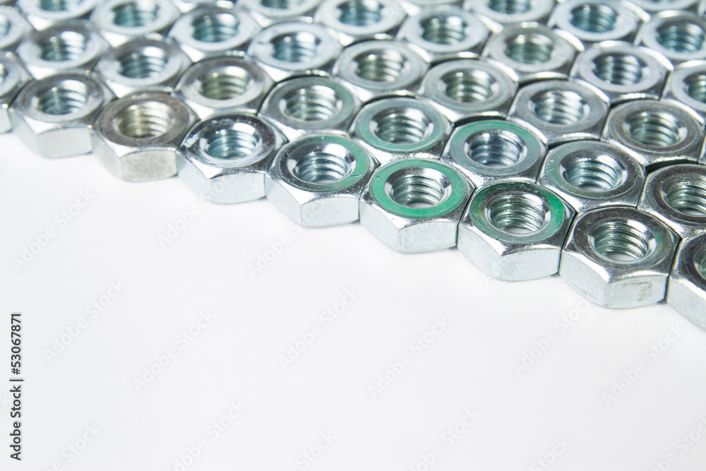 chrome nuts solated on white background chrome nuts solated on white background