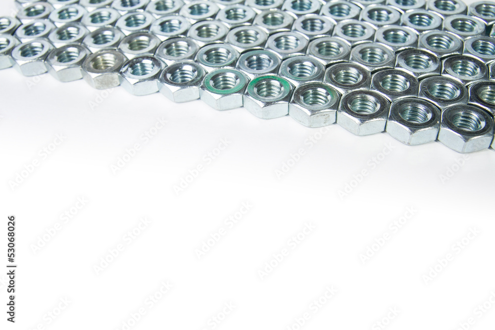 Fototapeta premium chrome nuts solated on white background