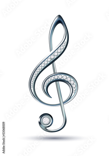 Silver treble clef with diamonds