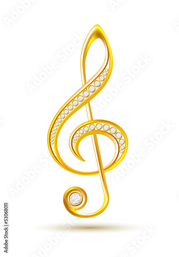 Golden treble clef with diamonds