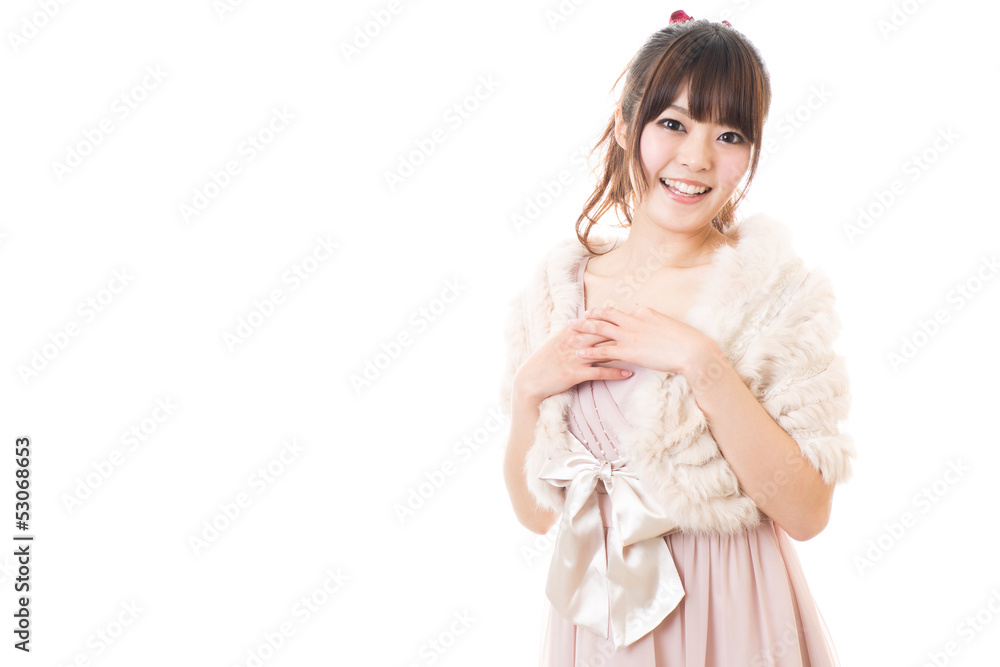 beautiful asian woman wearing dress on white background beautiful asian woman wearing dress on white background