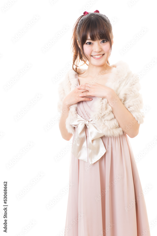 beautiful asian woman wearing dress on white background beautiful asian woman wearing dress on white background