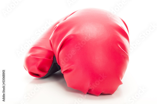 Red boxing glove on white background