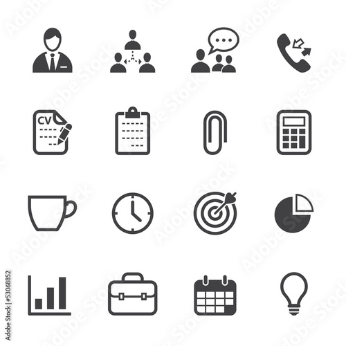 Business and Office Icons with White Background