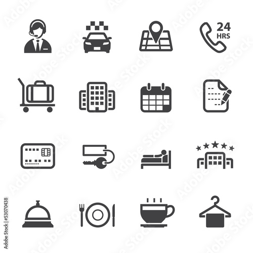 Hotel and Hotel Services Icons with White Background