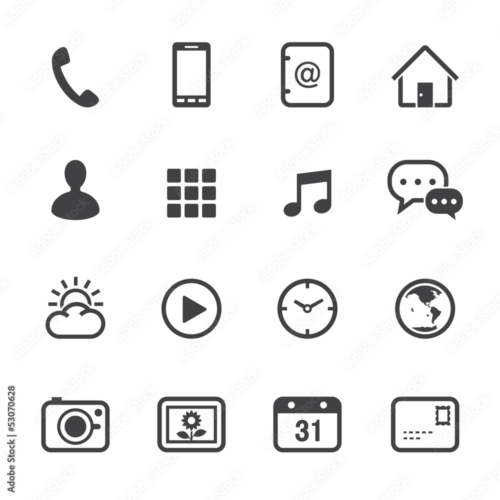 Mobile Phone Icons with White Background Mobile Phone Icons with White Background