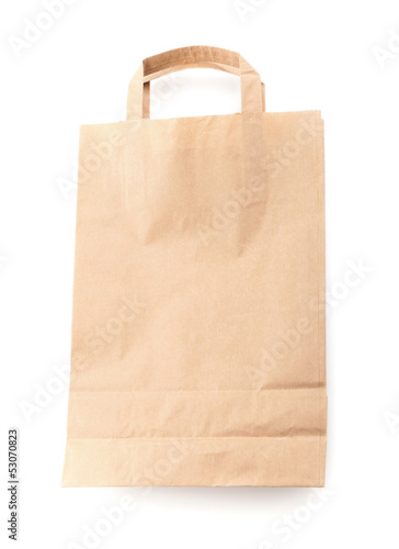 Modern shopping paper bag isolated on white