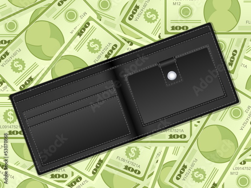 wallet on dollar background