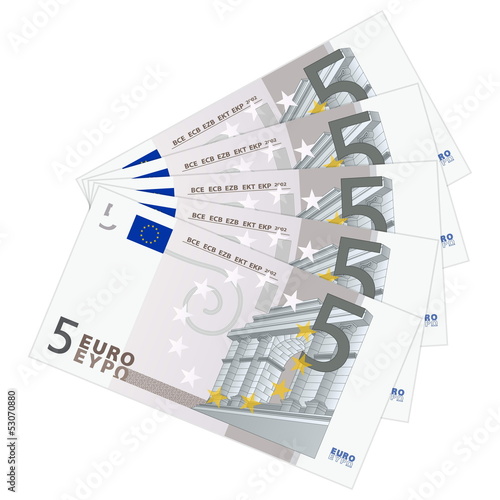 five euro banknotes