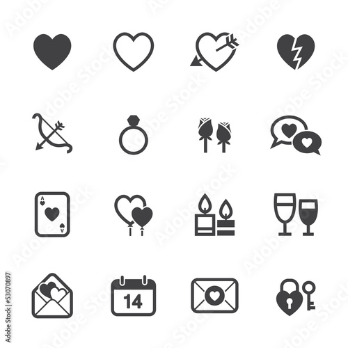 Valentines Day Icons with White Background