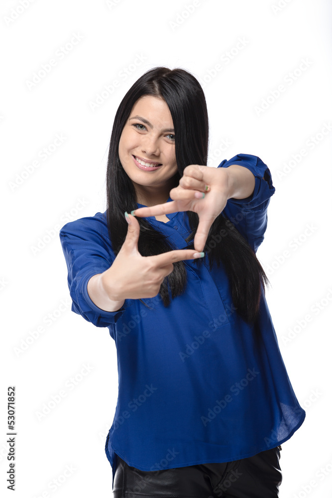 Happy smiling beautiful young woman showing thumbs up gesture Happy smiling beautiful young woman showing thumbs up gesture