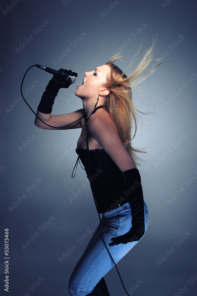 Portrait of female rock singer Portrait of female rock singer