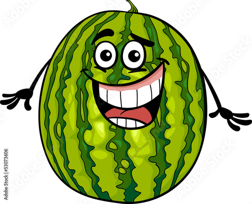 funny watermelon fruit cartoon illustration