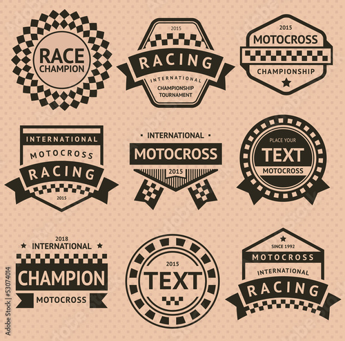 Racing insignia set, vintage style