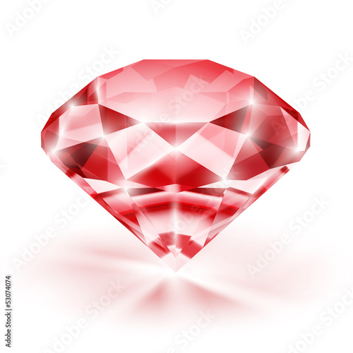 Realistic transparent ruby on white background - eps10