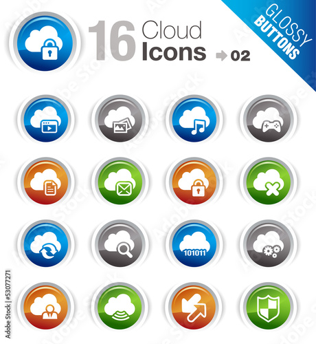 Glossy Buttons - Cloud computing Icons