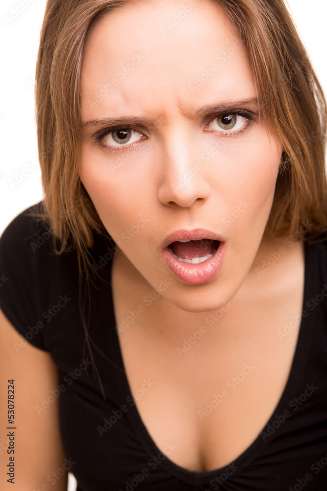 Closeup portrait of a serious beautiful woman Closeup portrait of a serious beautiful woman