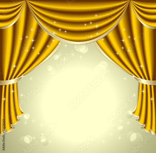 Background with gold  drapes