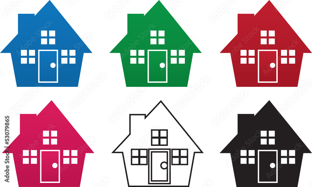 House silhouettes in various colors