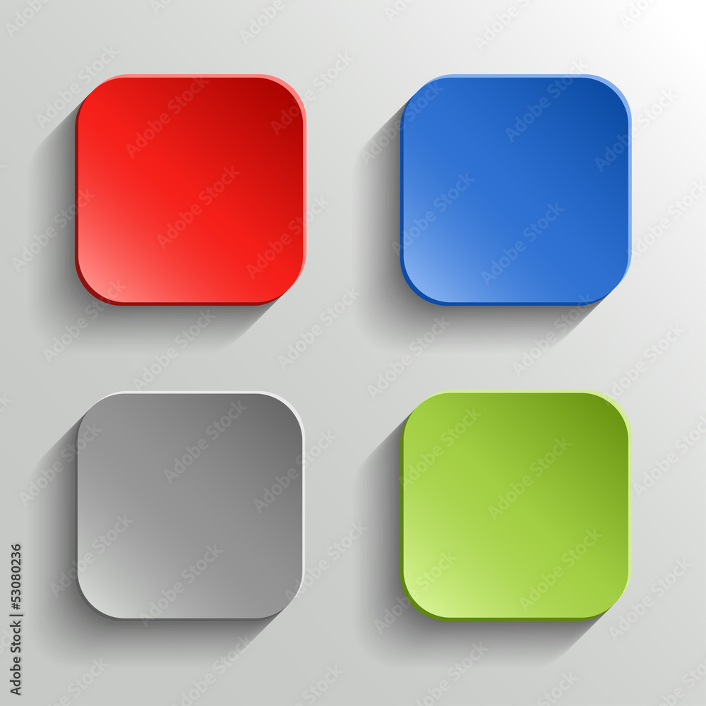 Set of Colorful Buttons with Shadow on White Background Set of Colorful Buttons with Shadow on White Background