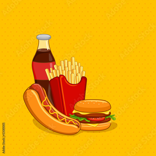 vector illustration of fastfood with soft drink