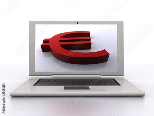 3D Euro red symbol isolated on white screen photo