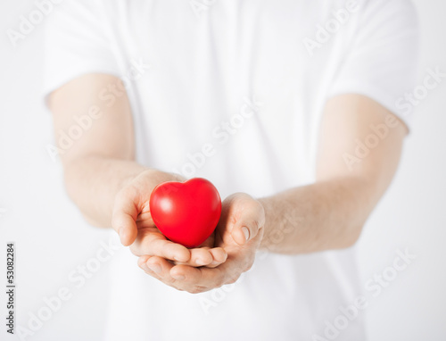 man hands with heart