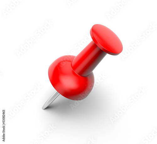 Red push pin on white background © AKS