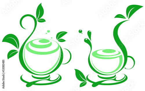 Fresh tea and green leaves