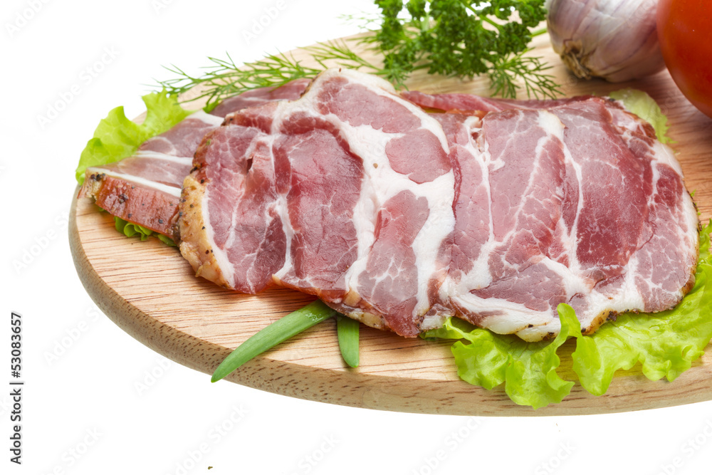 Fototapeta premium Bacon with vegetables