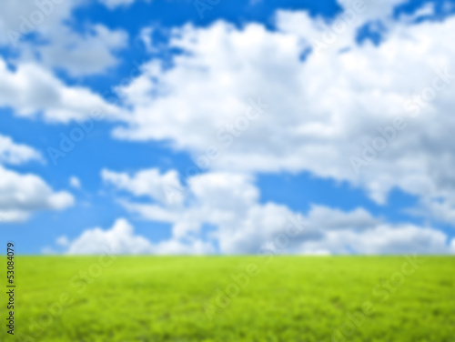 Beautiful green field and blue sky