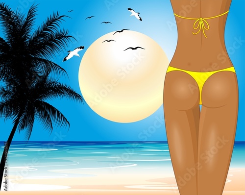 Sexy Girl on Exotic  Beach-Ragazza abbronzata in Spiaggia