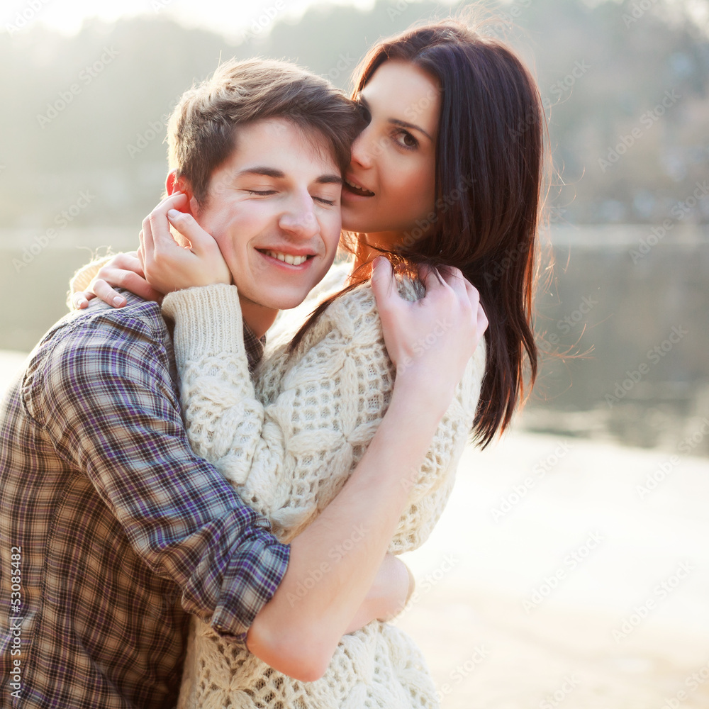 Fototapeta premium Young couple in love outdoor