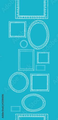 Vector Blue blank picture frames vertical seamless pattern