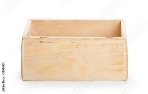 decorative wooden box, isolated on white background