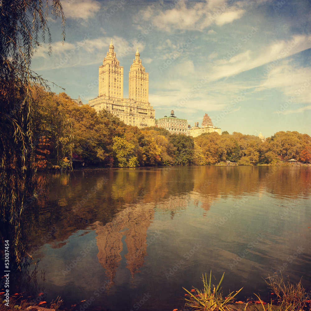 Retro style image of Central park, New York, USA.