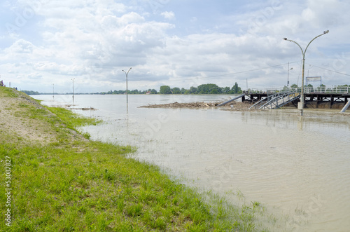 Danube River Flood in Town of Komarom  Hungary  5th june 2013